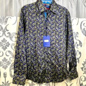 NWT House of Lords Men's Paisley Shirt - Blue and Green Size‎ S